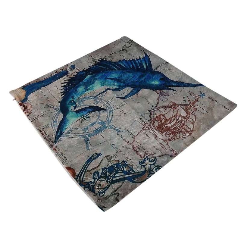6 Pack Mediterranean Style Throw Pillow Case, 18x18inch Sea Theme