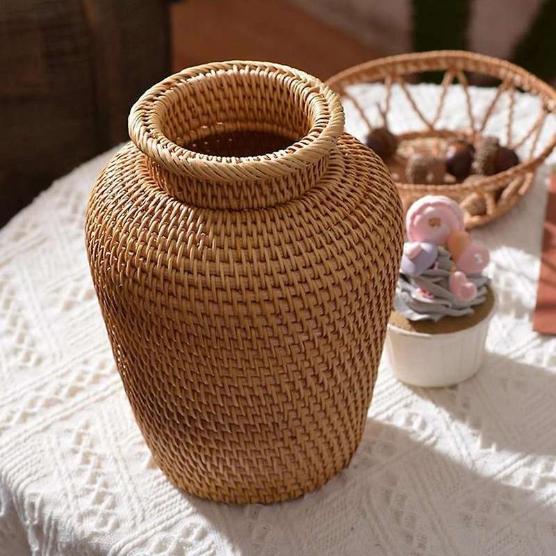 Wicker Basket Rattan Hanging Flowerpot Storage Basket Wicker Vase
