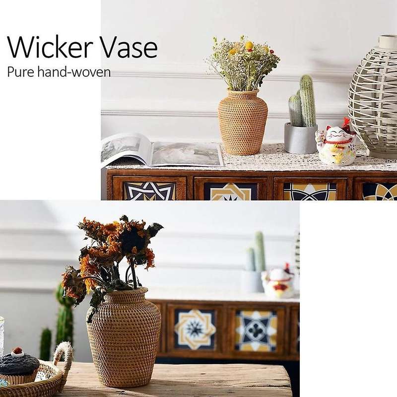 Wicker Basket Rattan Hanging Flowerpot Storage Basket Wicker Vase