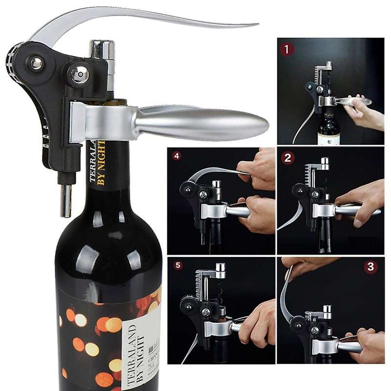 5 Pcs Rabbit Ears Bottle Opener Set Bar Lever Corkscrew Steel