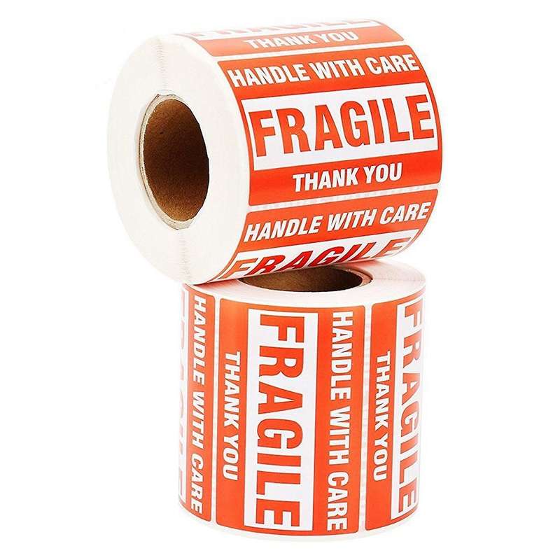 2 Roll/500pcs Fragile Warning Sticker Handle with Care Keep Dry