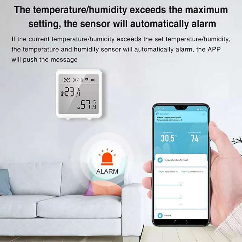 Wifi Temperature and Humidity Sensor, Indoor Hygrometer Thermometer,a