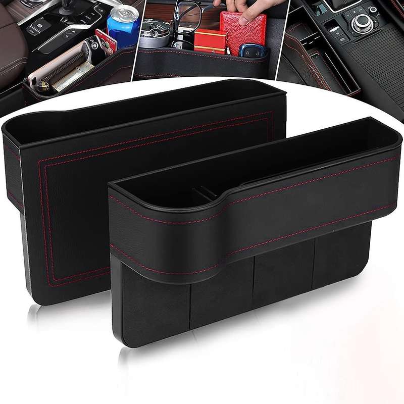 2pcs Car Seat Space Filler Storage Bag Car Center Console Side Bag