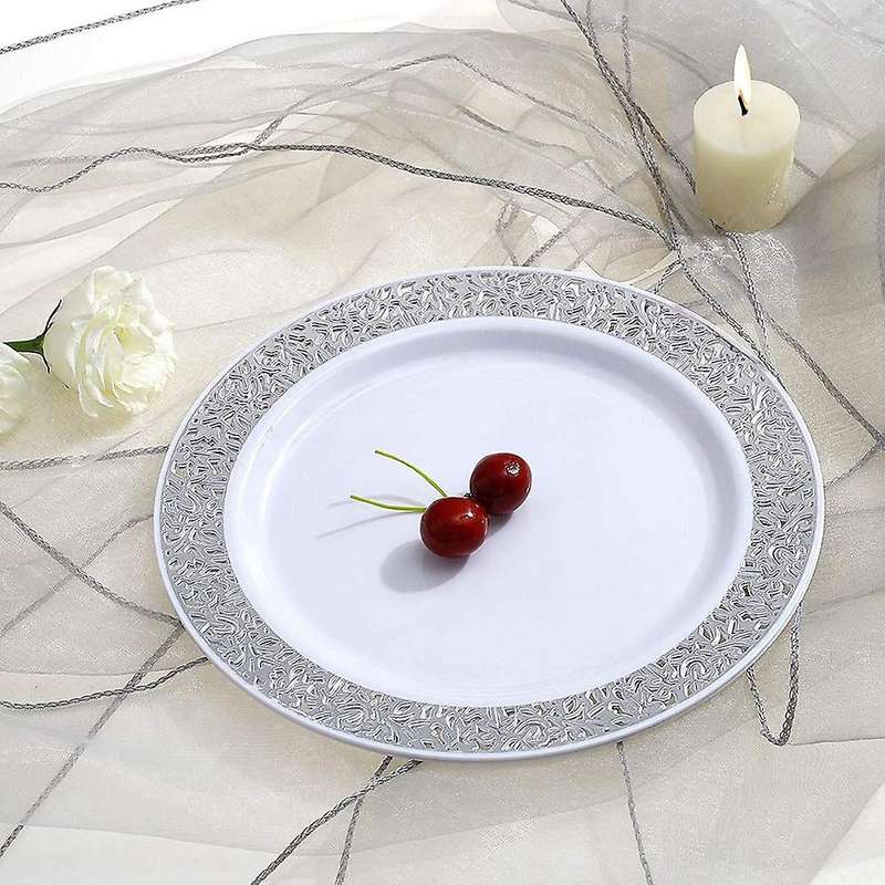 Silver Disposable Plates Party Home Supplie Plastic Party 7.5inch
