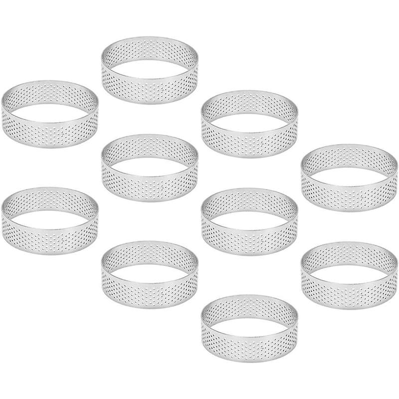 10pcs Circular Tart Rings with Holes Fruit Pie Quiches Cake Mould