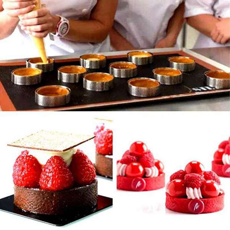 10pcs Circular Tart Rings with Holes Fruit Pie Quiches Cake Mould