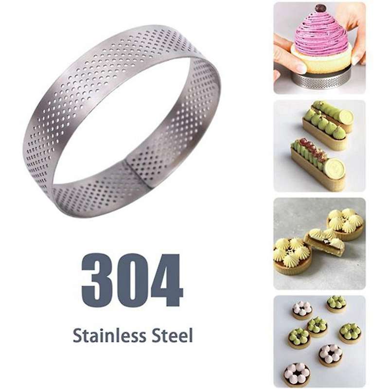 10pcs Circular Tart Rings with Holes Fruit Pie Quiches Cake Mould