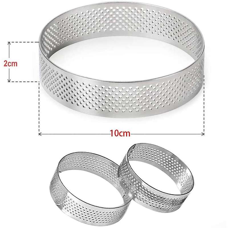 10pcs Circular Tart Rings with Holes Fruit Pie Quiches Cake Mould