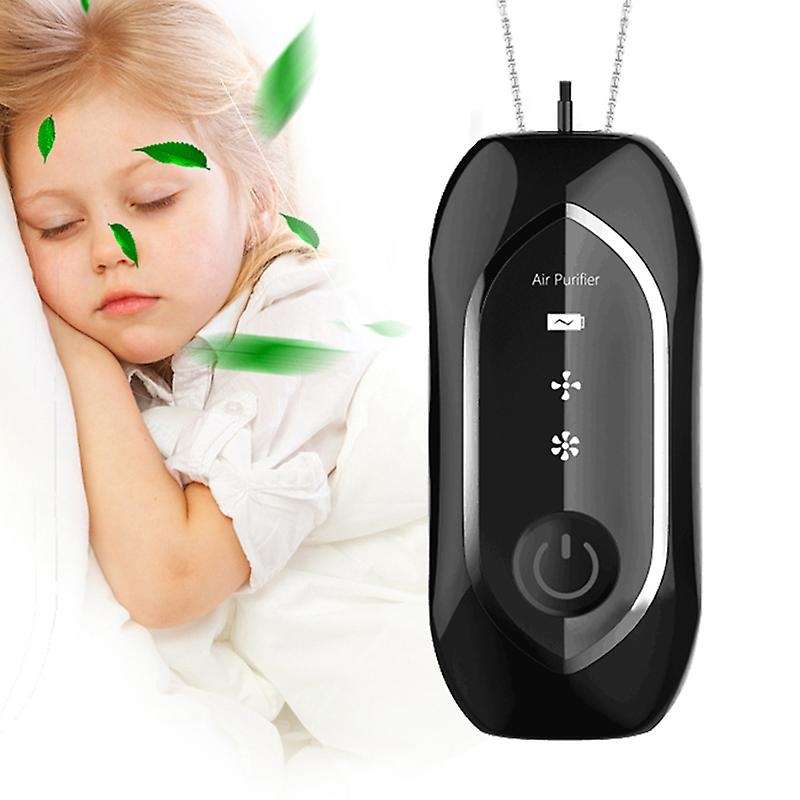 Mini Hanging Neck Air Purifier, Negative Ion Generator Black