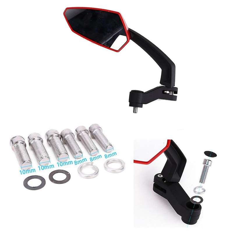 Pair Rearview Mirror for Motorcycle Scooter Mirror Screws Black Red