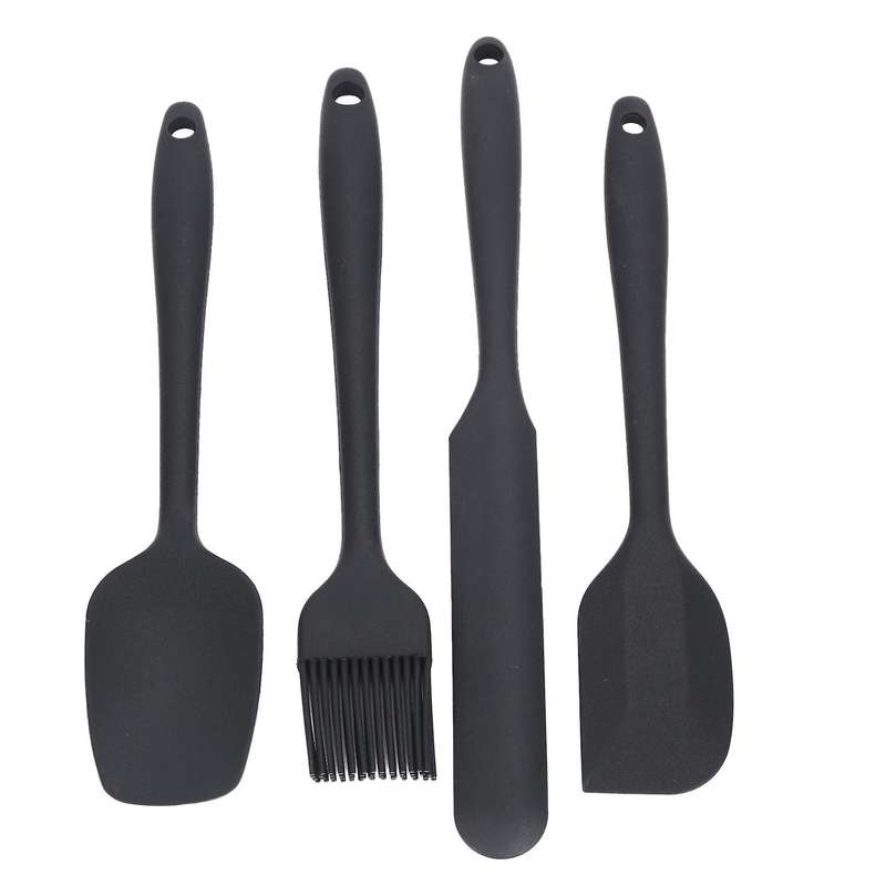 Silicone Spatula Set Of 10 Include 4 Mini Spatulas(black)