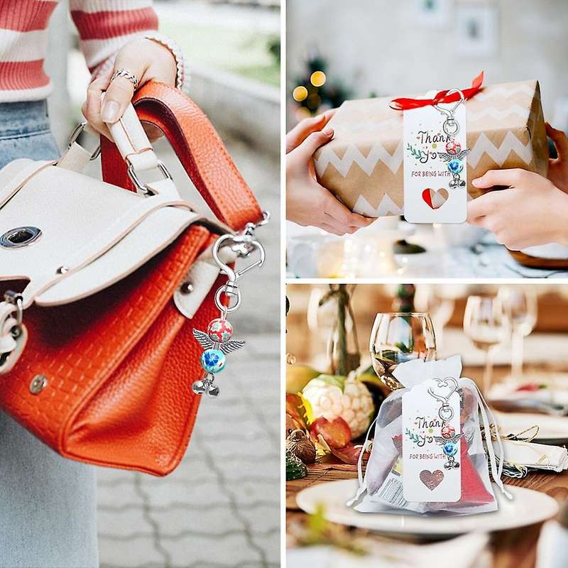 24pcs Angel Keychain Souvenir Gifts Set with Tag Drawstring Bag