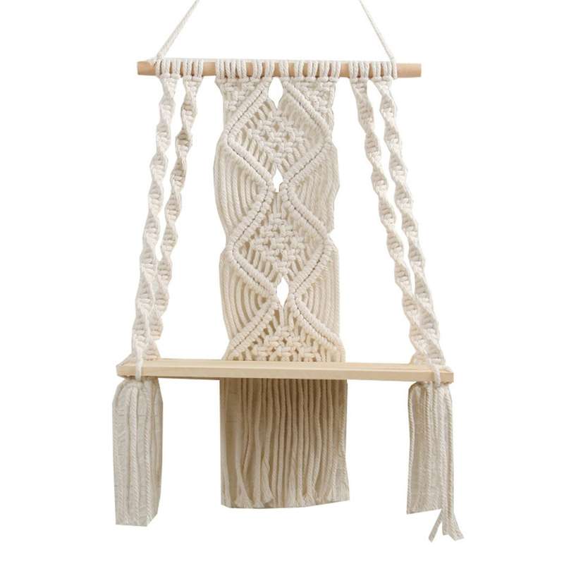 Boho Wall Hanging Shelf Handmade Tassel Tapestry Rack for Home Decor