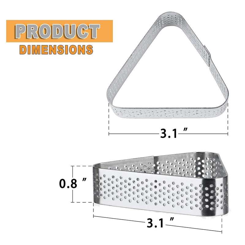 10pcs Round Triangular Stainless Steel Tart Ring Tower Pie Cake Mould