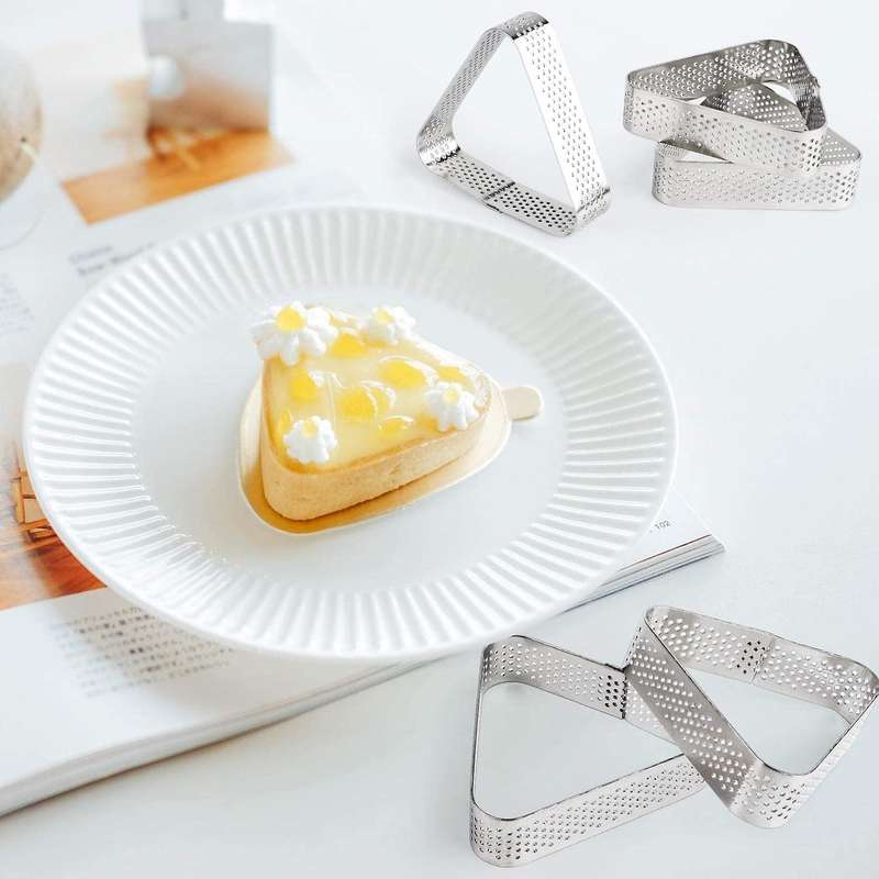 10pcs Round Triangular Stainless Steel Tart Ring Tower Pie Cake Mould