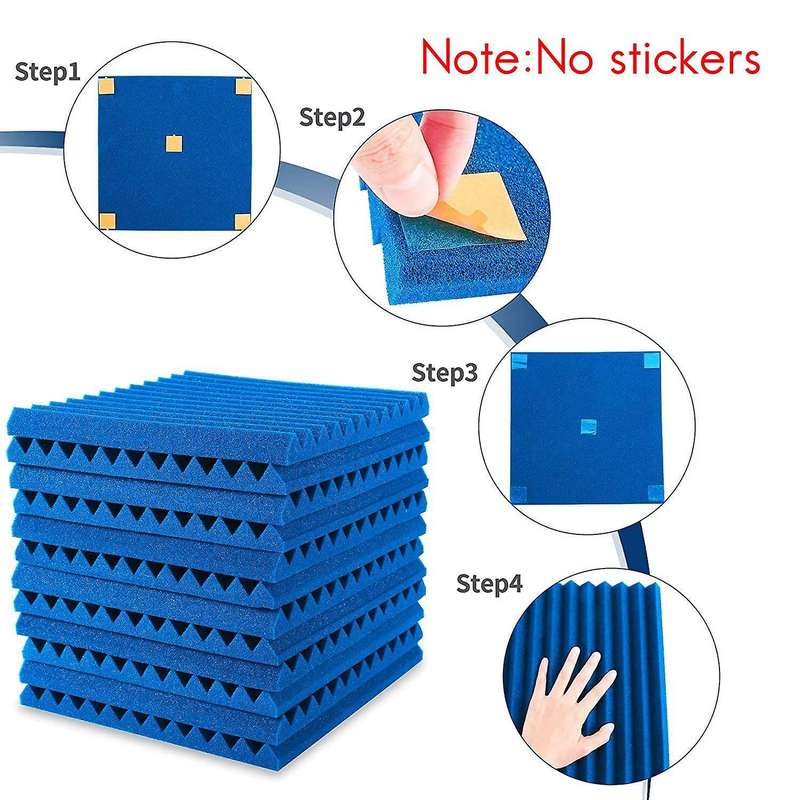 24 Pack Acoustic Foam Panels 1x12x12 Inches,with Fire Sound, for Home