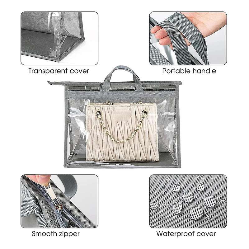 4pack Handbag Dust Bags for Closet, Hanging Zipper Storage Bag B