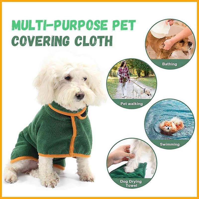 Dog Towel Dog Drying Coat Microfiber Pet Dog Cat Bath Robe,xl Green
