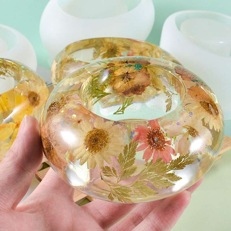3pcs Tea Candle Candle Holder Resin Mould, Silicone Mould