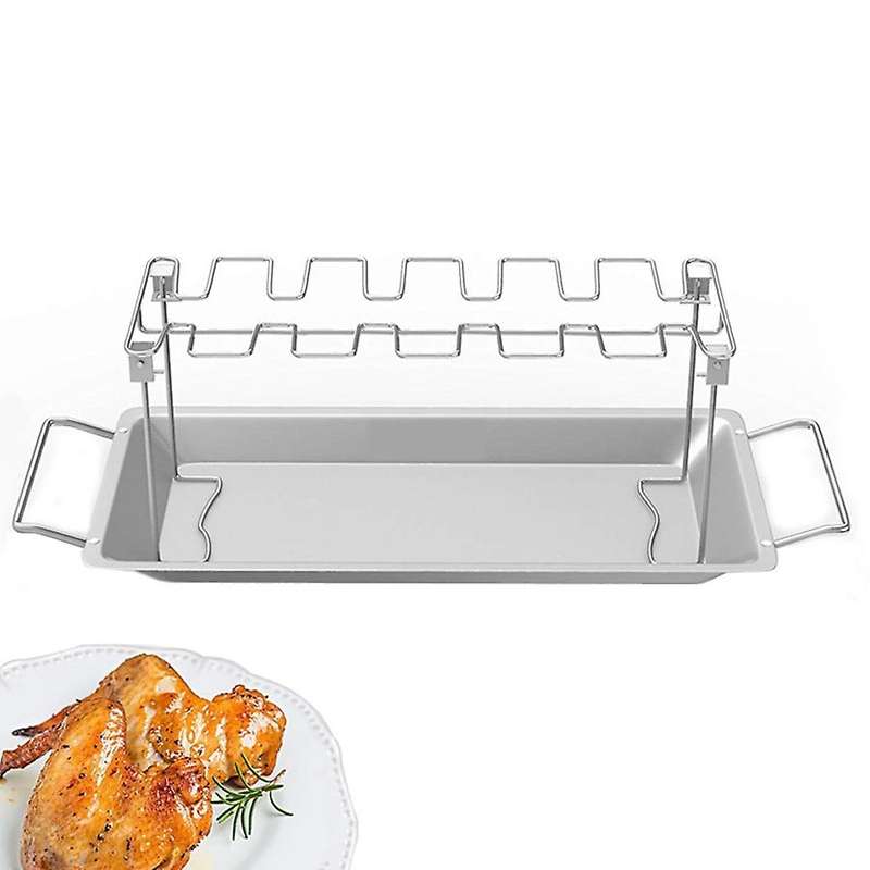 Chicken Leg Wing Grill Rack,stainless Steel Roaster Stand with Pan