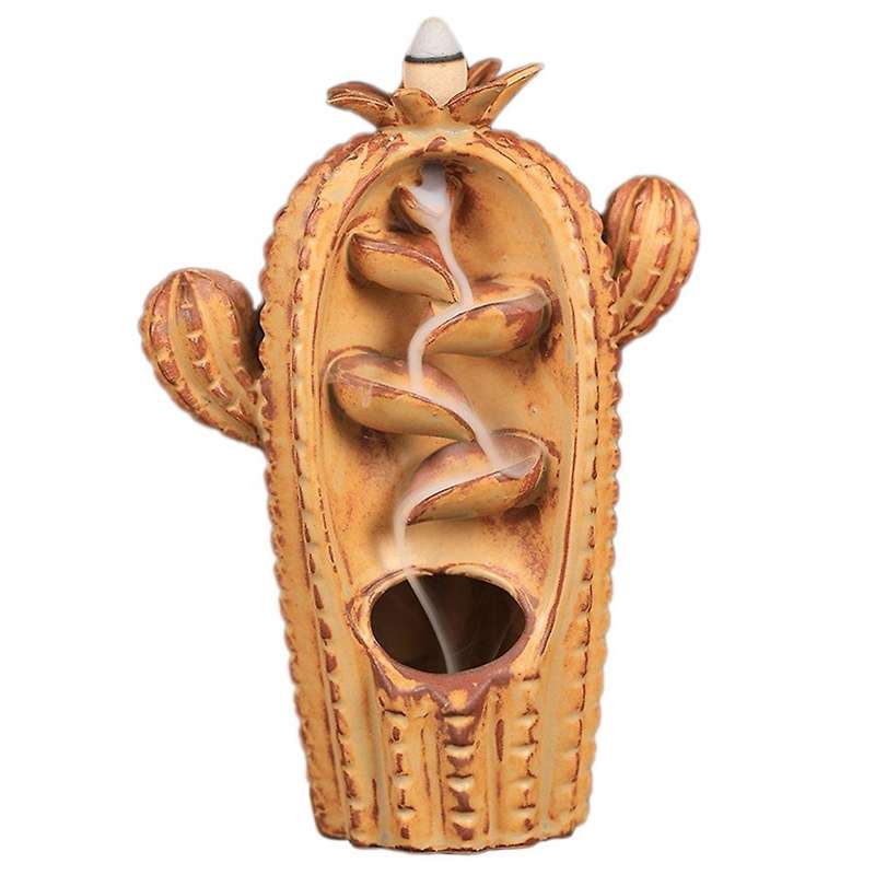 Backflow Incense Burner Incense Ceramic Ornaments Brownish Yellow