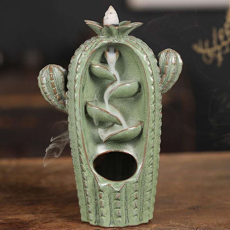 Backflow Incense Burner Incense Ceramic Ornaments Brownish Yellow