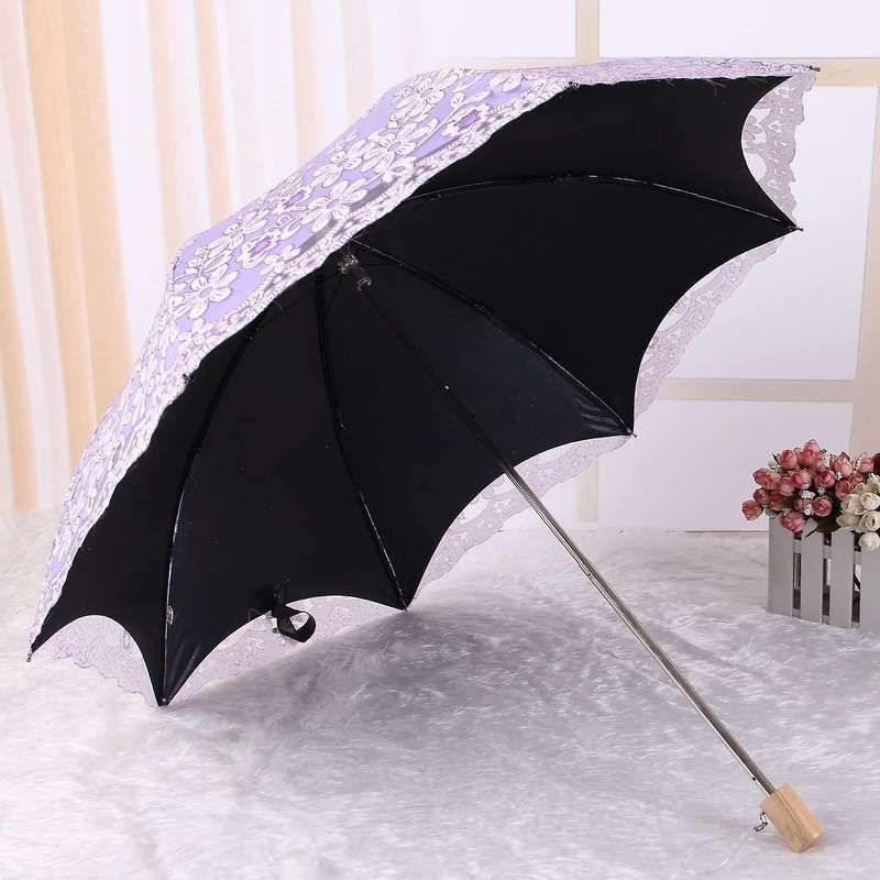 Travel Parasol Folding Non-uv Sunshade Vintage Umbrella Purple