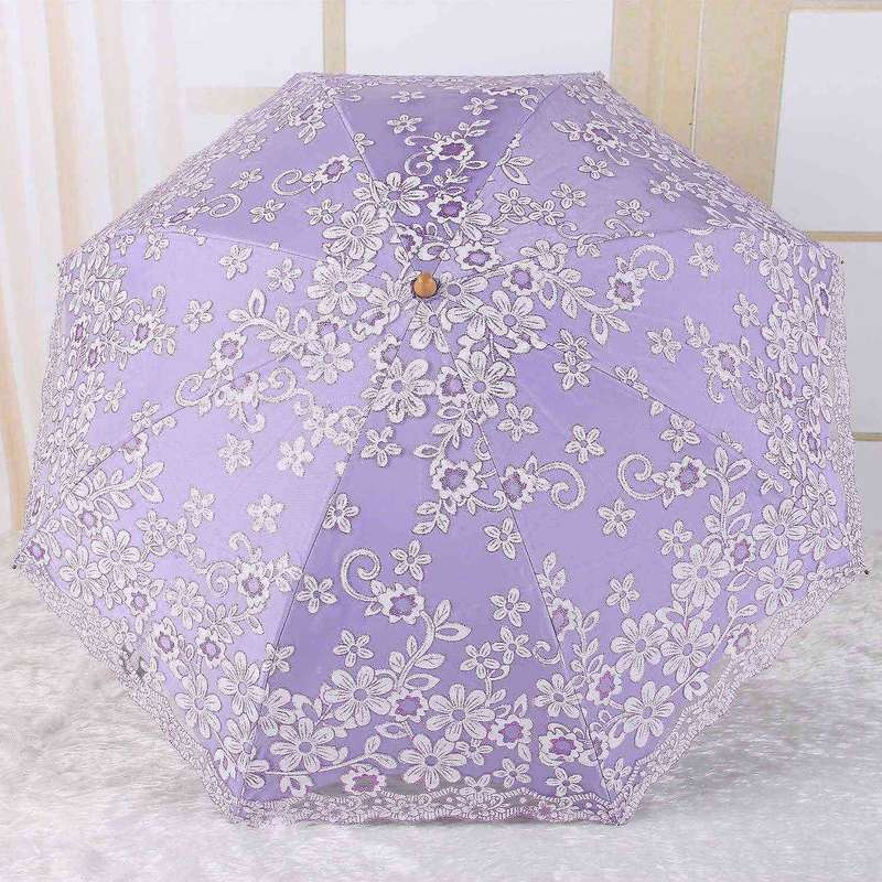 Travel Parasol Folding Non-uv Sunshade Vintage Umbrella Purple