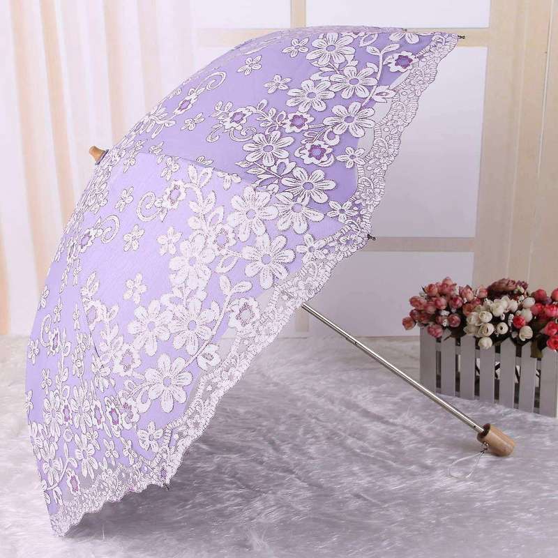 Travel Parasol Folding Non-uv Sunshade Vintage Umbrella Purple