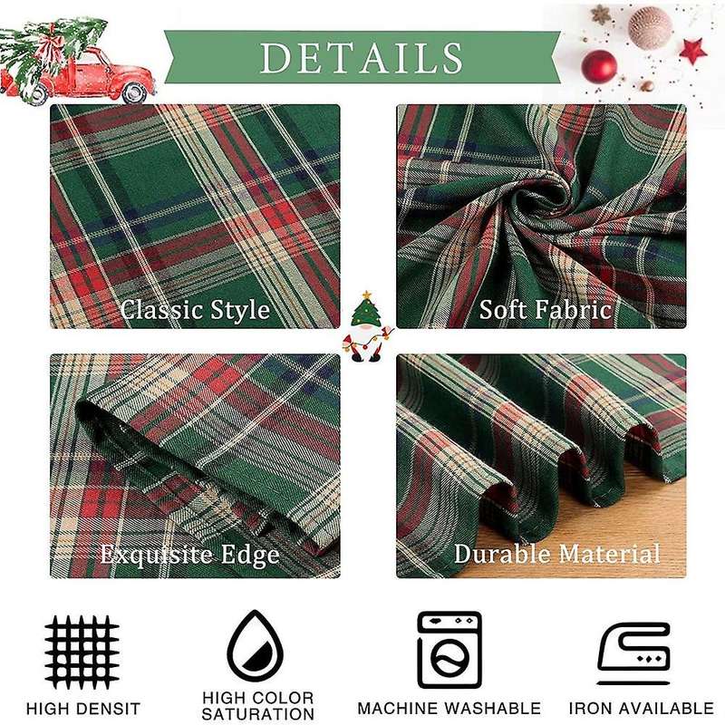Green Christmas Tablecloth Checkered Cloth,for Table Decoration S