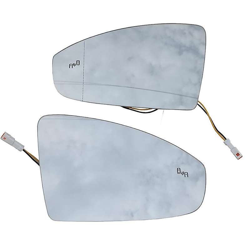 Car Front Left Heated Blind Spot Warning Rear View Mirror Lens Glass