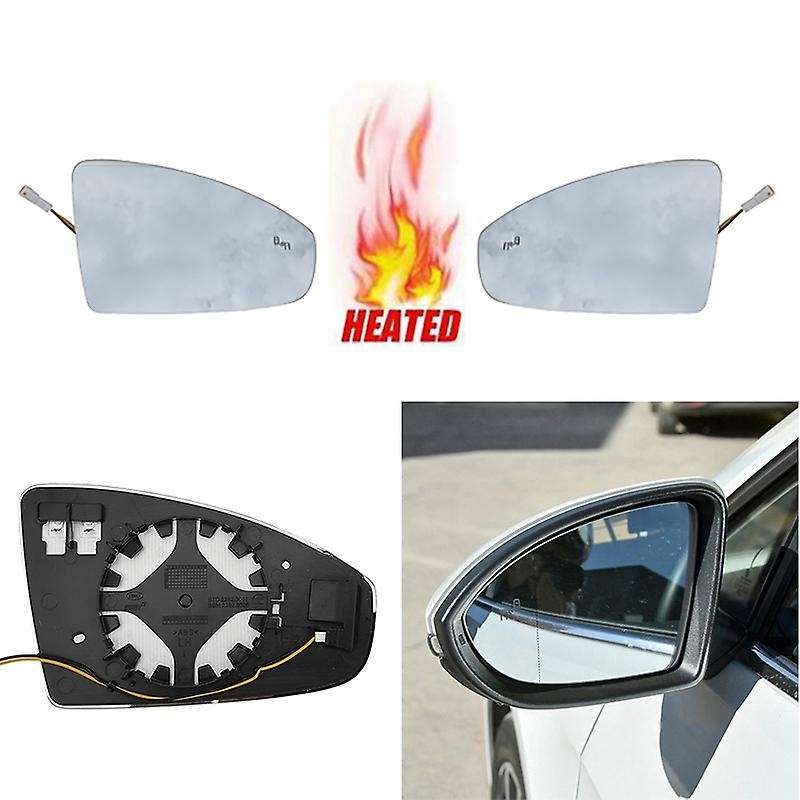 Car Front Left Heated Blind Spot Warning Rear View Mirror Lens Glass