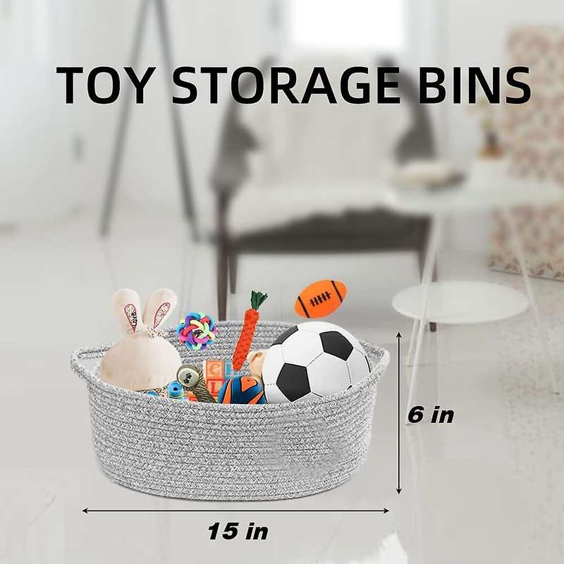 Woven Baskets for Organizing Rope Storage Basket with Handle -grey