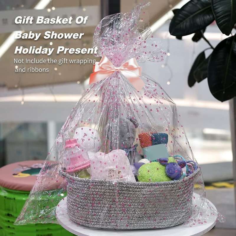 Woven Baskets for Organizing Rope Storage Basket with Handle -grey