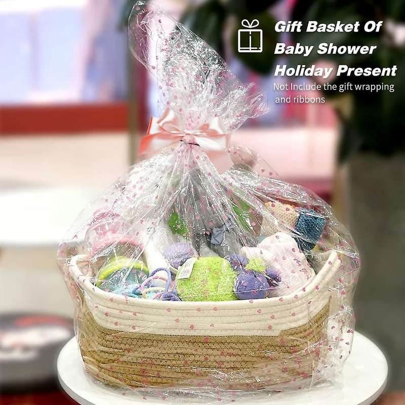 Woven Baskets for Organizing Rope Storage Basket with Handle -brown