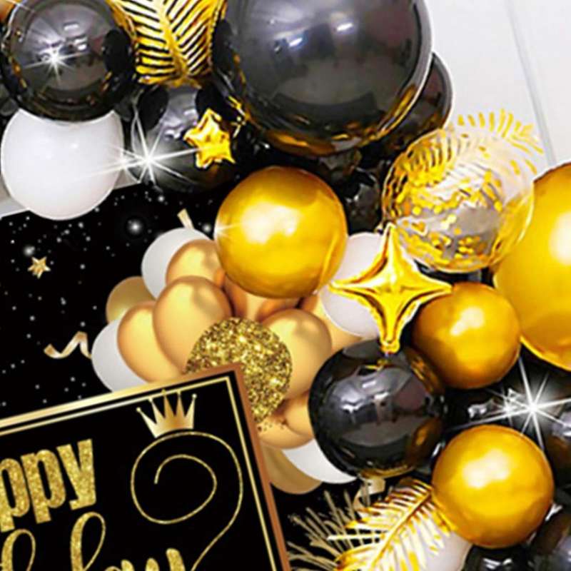 1set Black &gold Birthday Party Decor Balloon Arch Garland Kit Banner