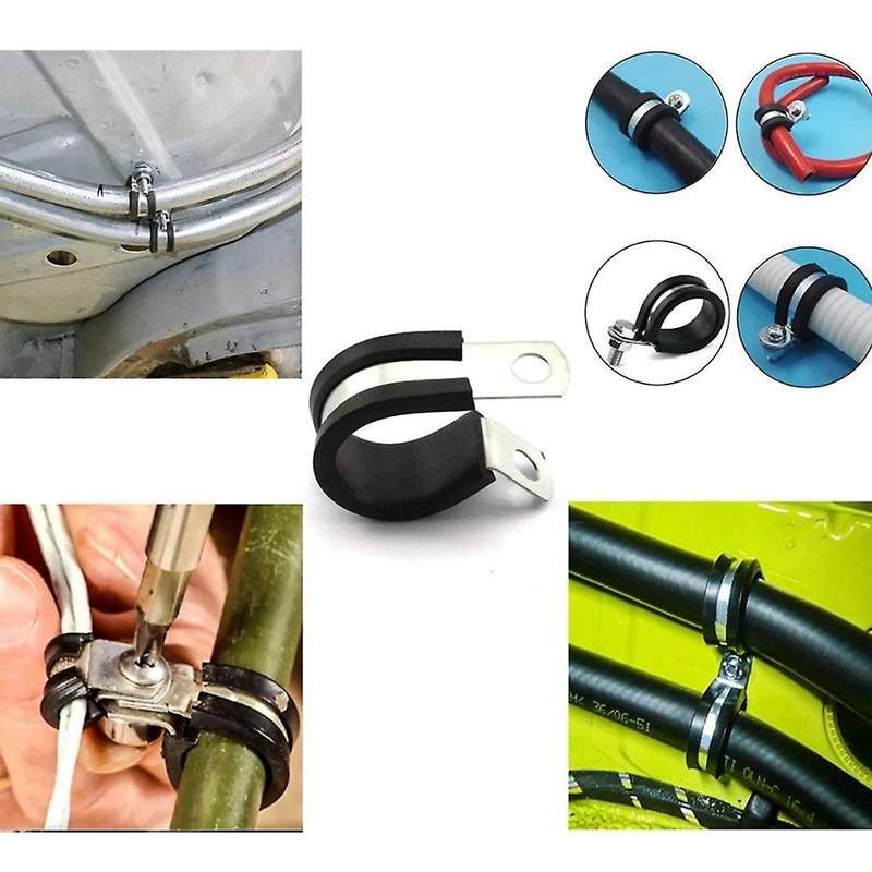 Cable Clamp,52pcs Rubber Cushion Insulated Clamp.stainless Steel