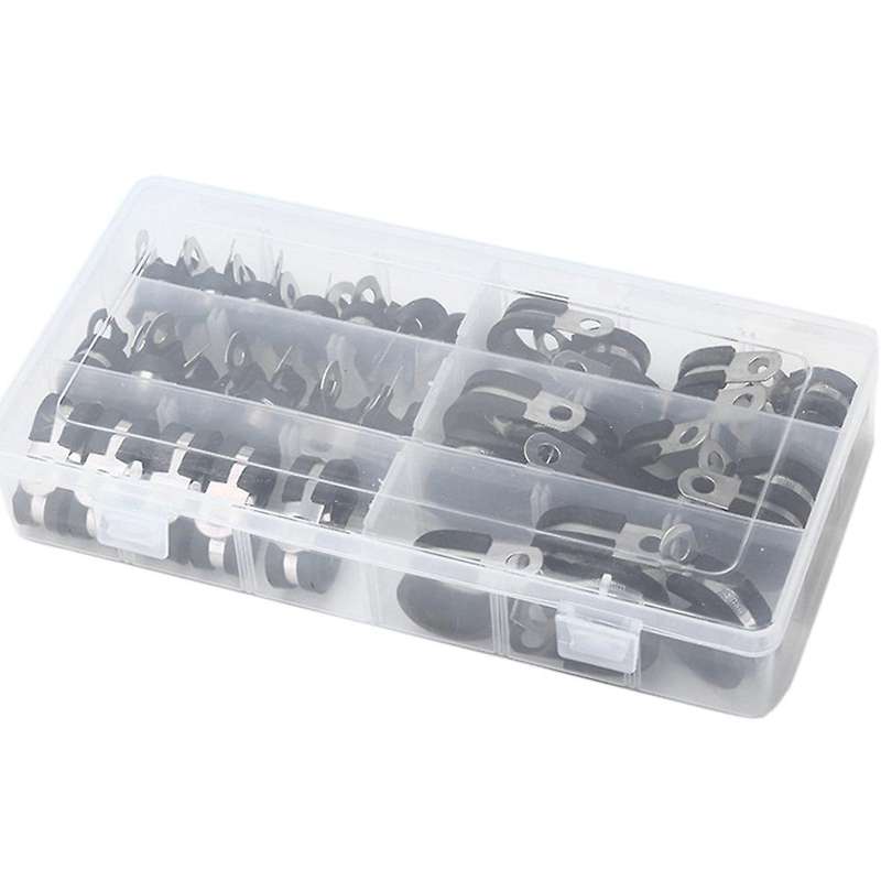 Cable Clamp,52pcs Rubber Cushion Insulated Clamp.stainless Steel