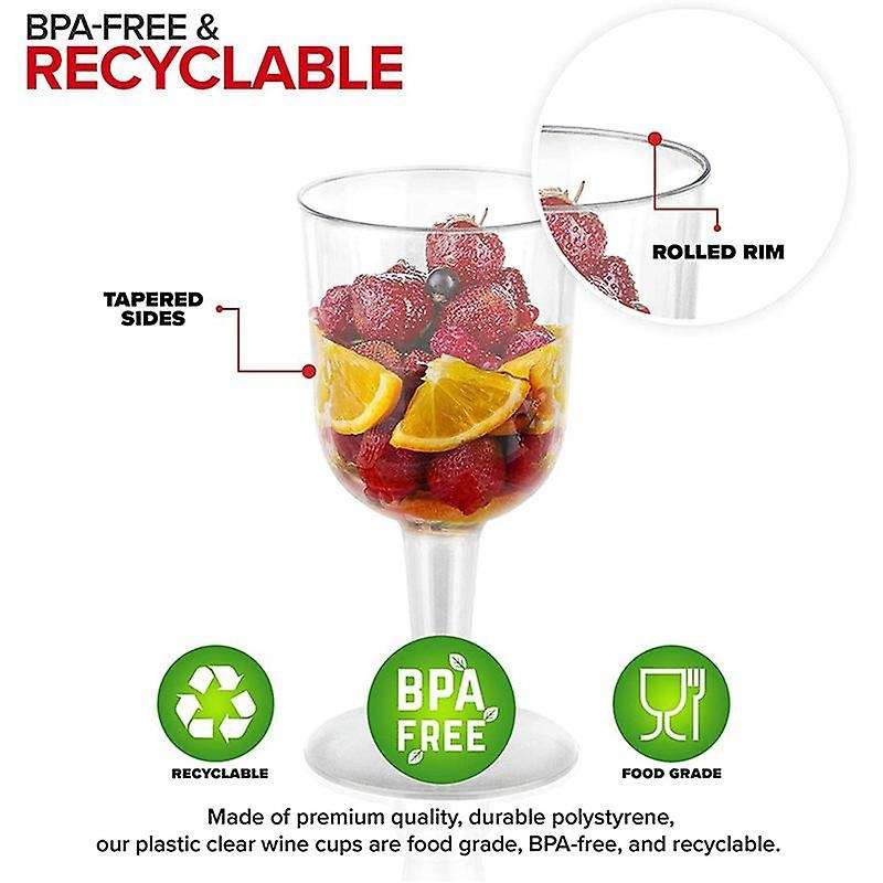 Clear Plastic Wine Glass Recyclable - Shatterproof Wine Goblet 12pcs