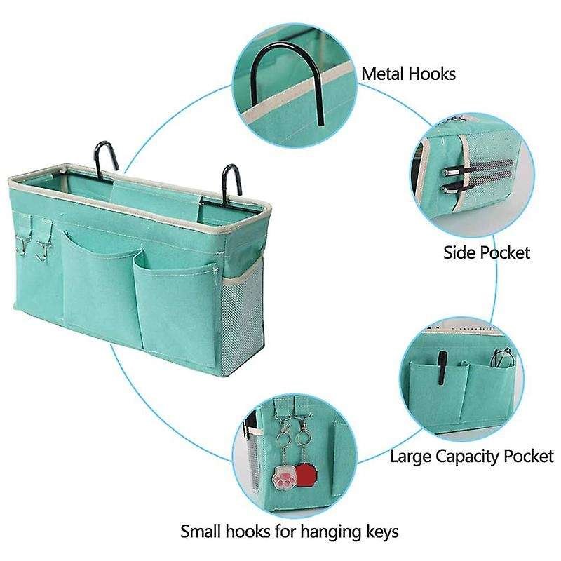 2 Pack Bedside Hanging Storage Bag for Dorm Room to Organize(green)