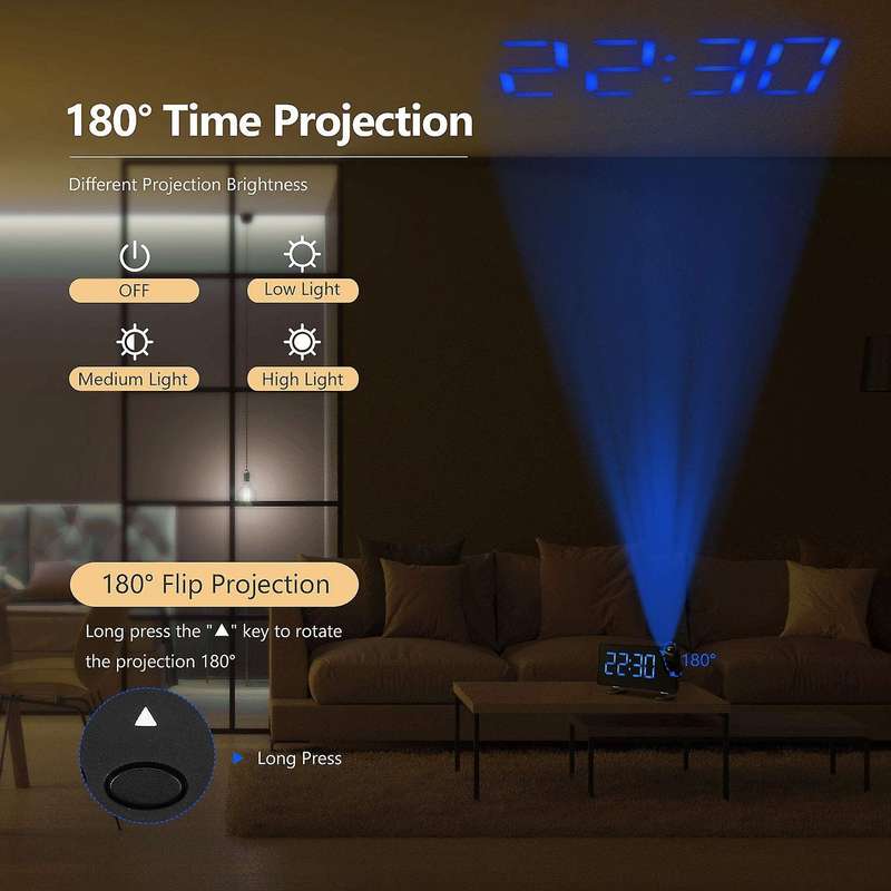 Alarm Clock, 7 Inch Led Display, Adjust Brightness Automatically