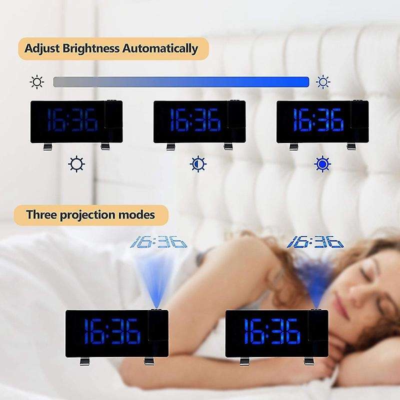 Alarm Clock, 7 Inch Led Display, Adjust Brightness Automatically