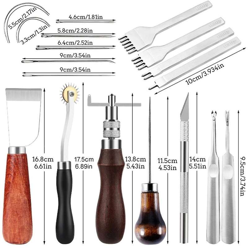 Leathercraft Tool Sets with Hand Sewing Stitching Punch Carving Tools