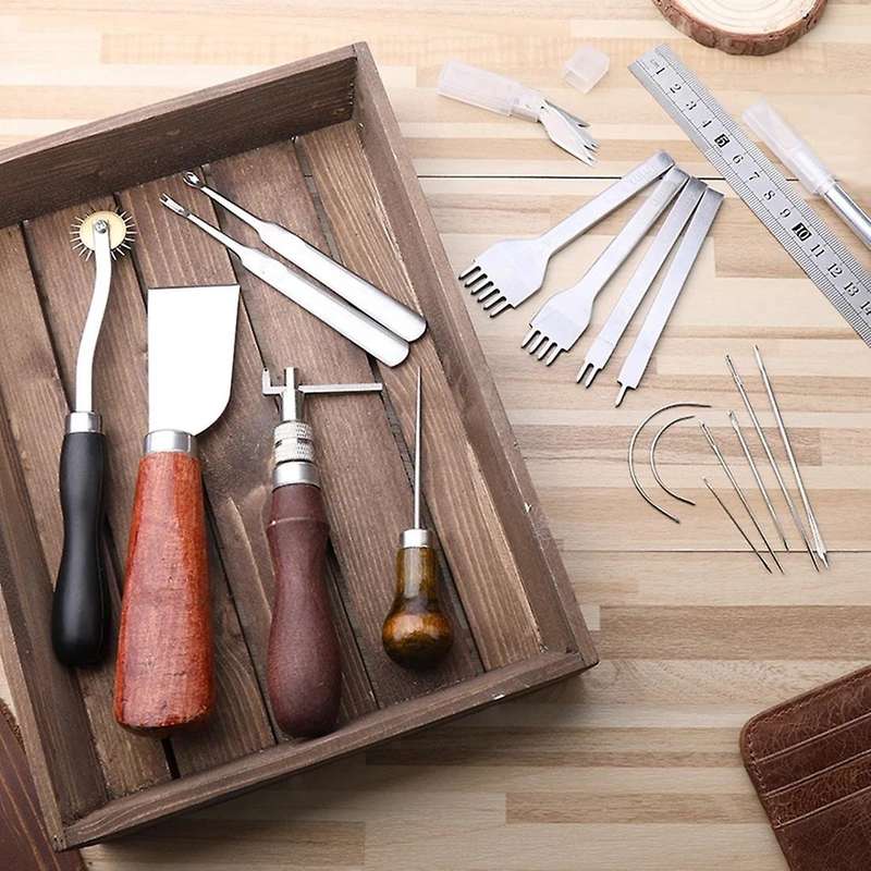 Leathercraft Tool Sets with Hand Sewing Stitching Punch Carving Tools
