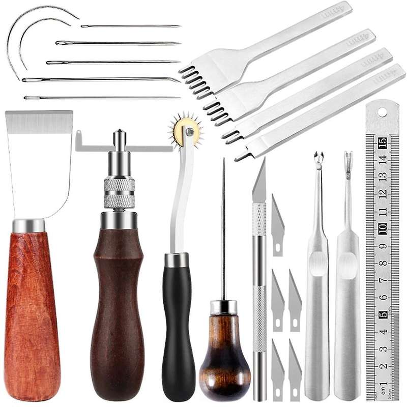 Leathercraft Tool Sets with Hand Sewing Stitching Punch Carving Tools