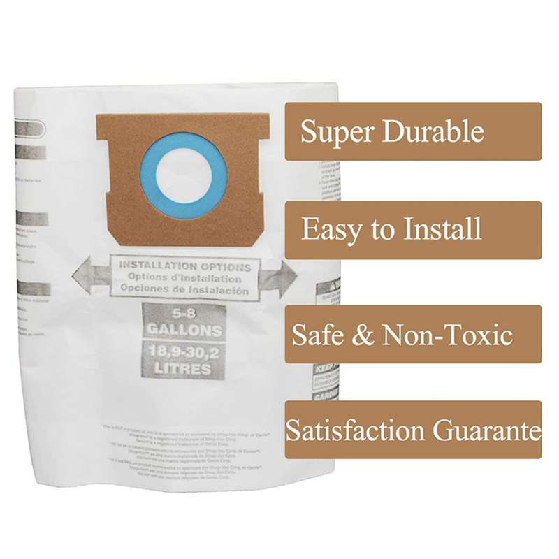 10pc Replacement Wet/dry Vacuum Bags Dust Bags for Shop-vac Ridgid