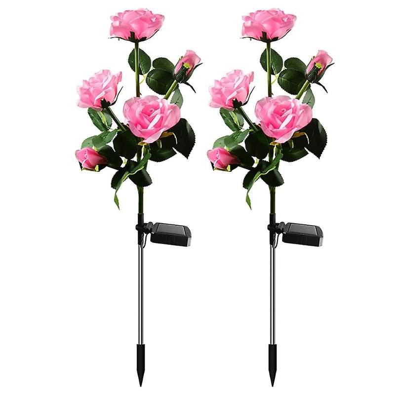 5 Head Head Led Solar Rose Garden Lamp Outdoor for Yard Lawn Path E