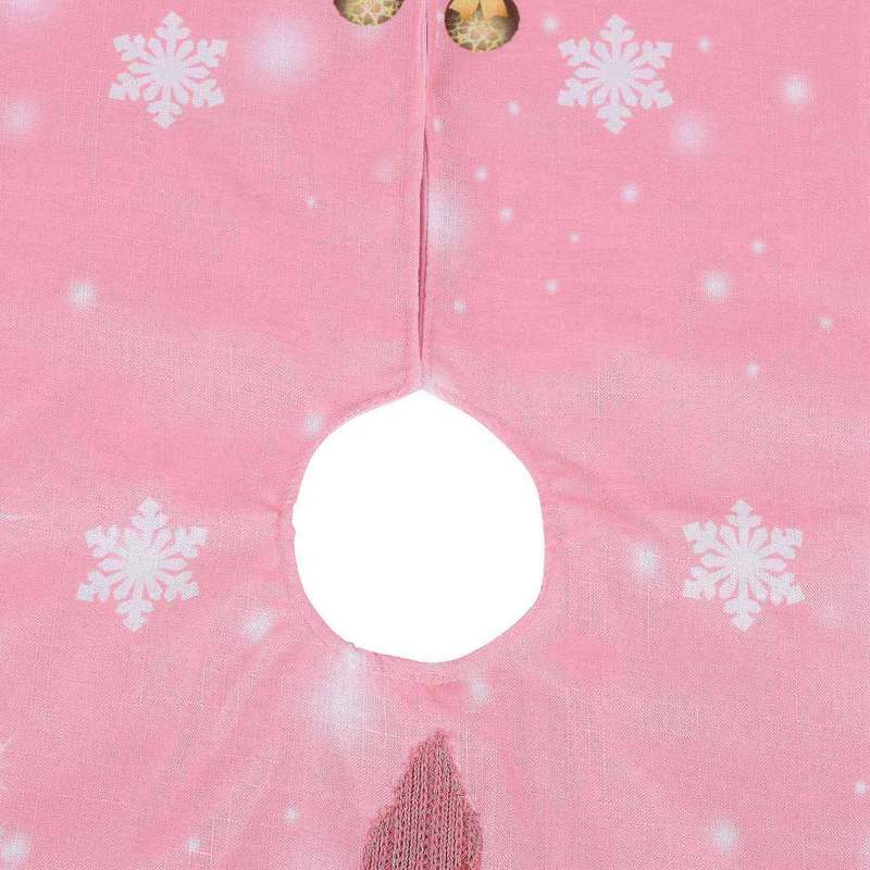 Pink Christmas Tree Skirt with Led Light Faceless Doll Carpet -a
