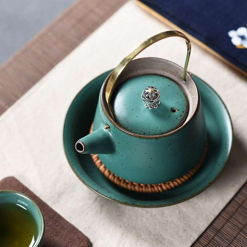 Retro Ceramic Teapot with Handle Pottery Home Japanese for Home B