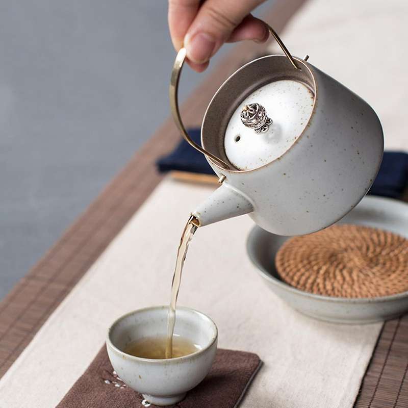 Retro Ceramic Teapot with Handle Pottery Home Japanese for Home C